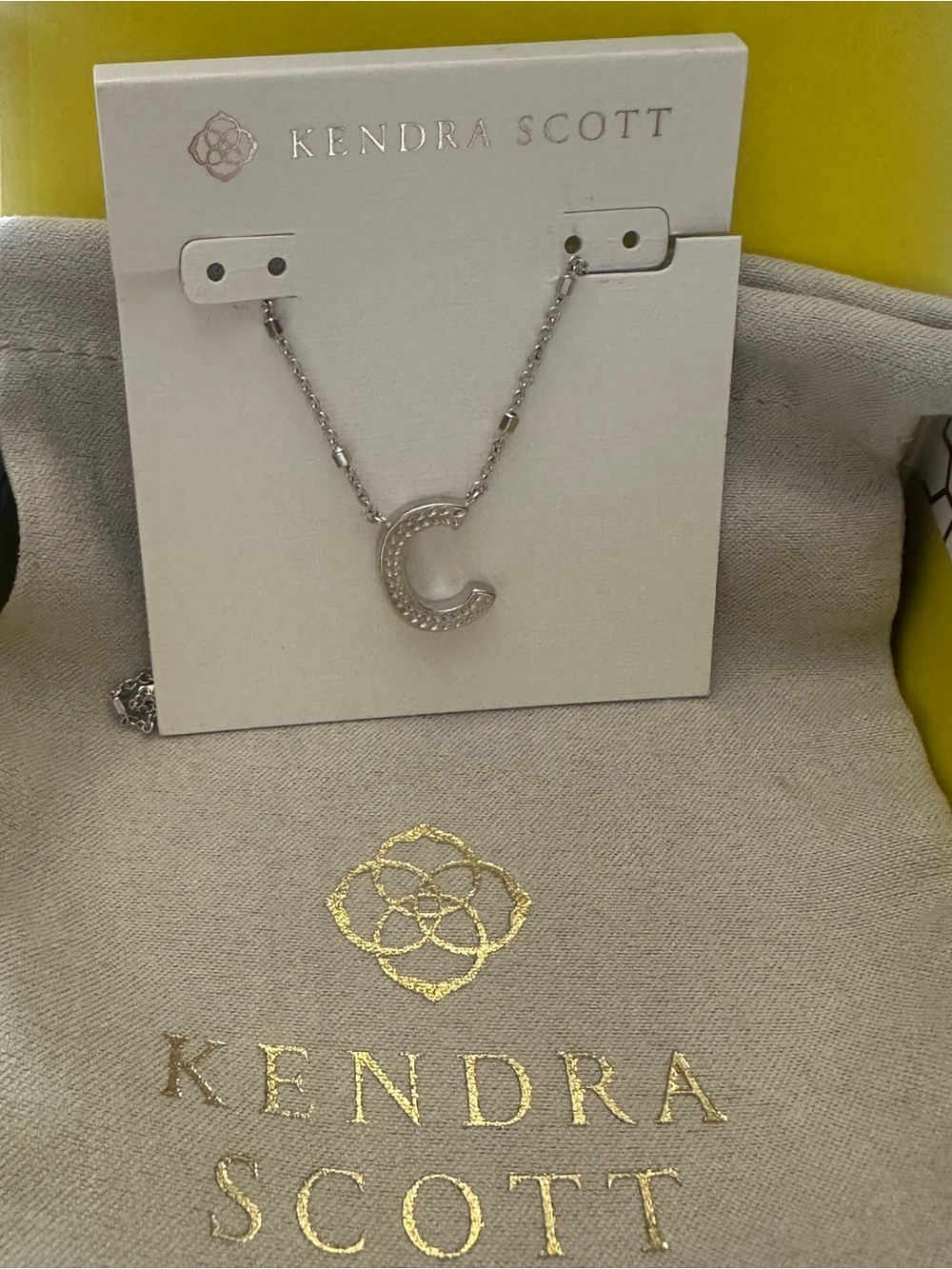 Kendra Scott Letter C Pendant Necklace in Silver NWT